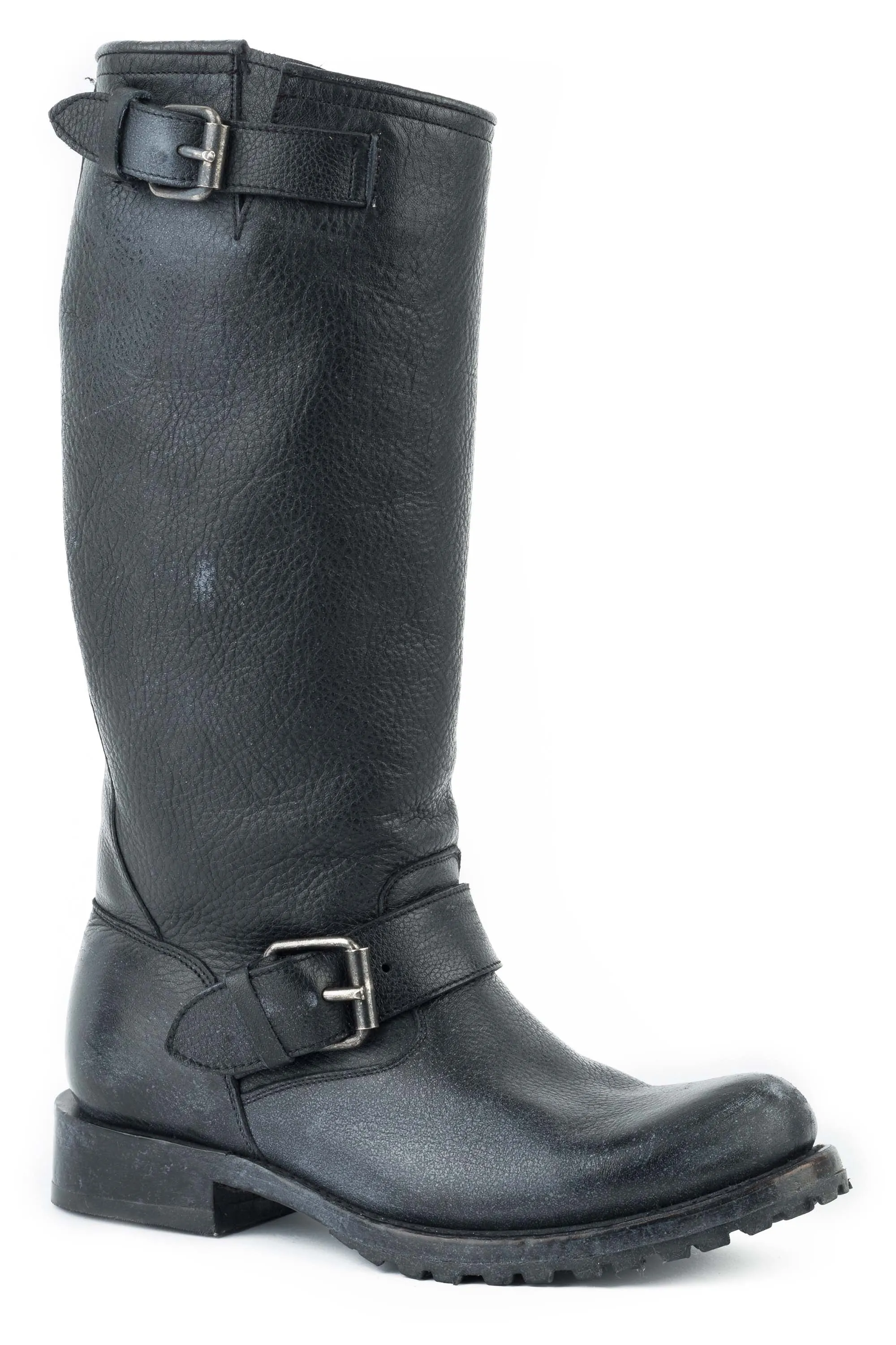 Stetson Womens Black Leather Streetwise Motorcycle Boots