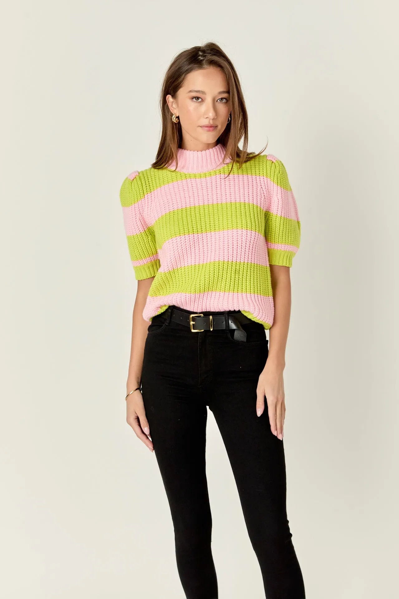 Stripe Mockneck Sweater