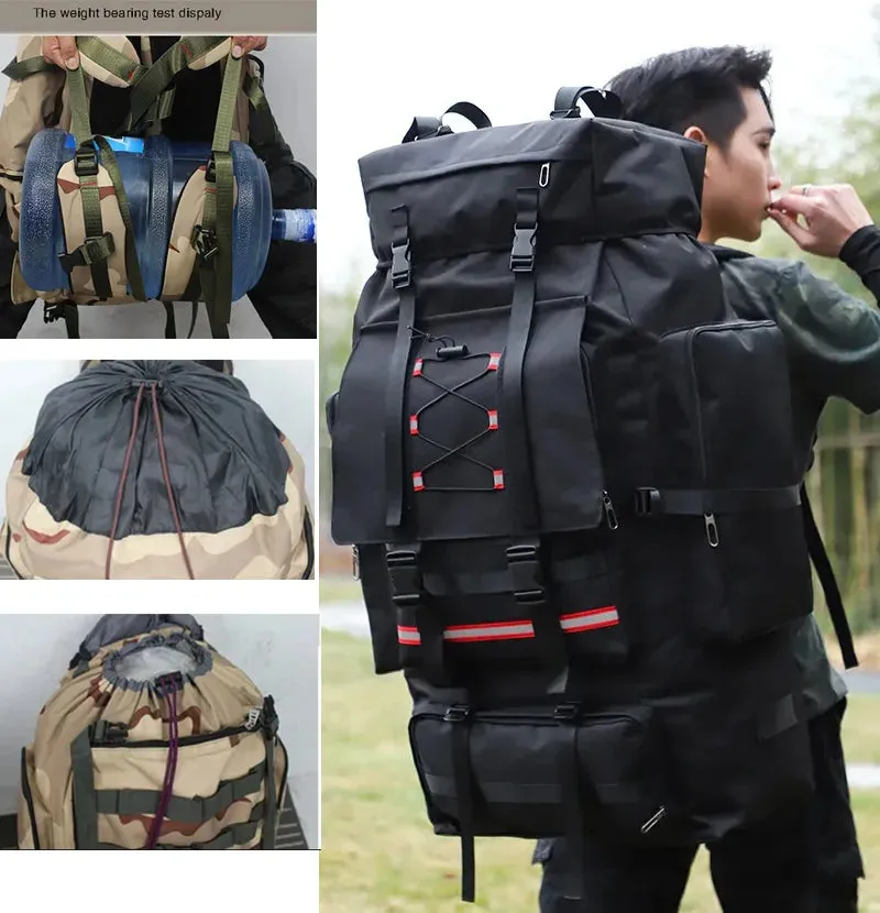 Tactical Camping Backpack Large Rucksack Hiking Climbing Molle Reflective Bag