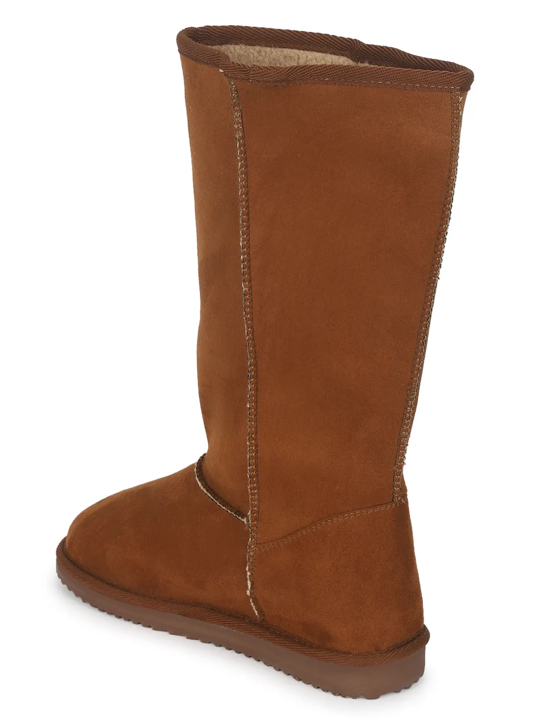 Tan Micro Flat Snow Long Boots (TC-ST-1151-TANMIC)