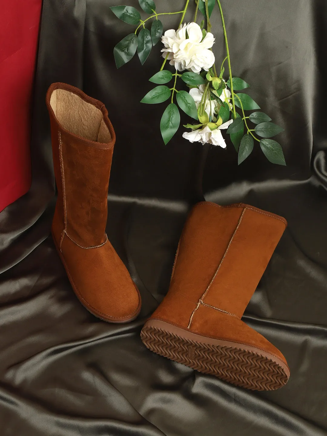 Tan Micro Flat Snow Long Boots (TC-ST-1151-TANMIC)