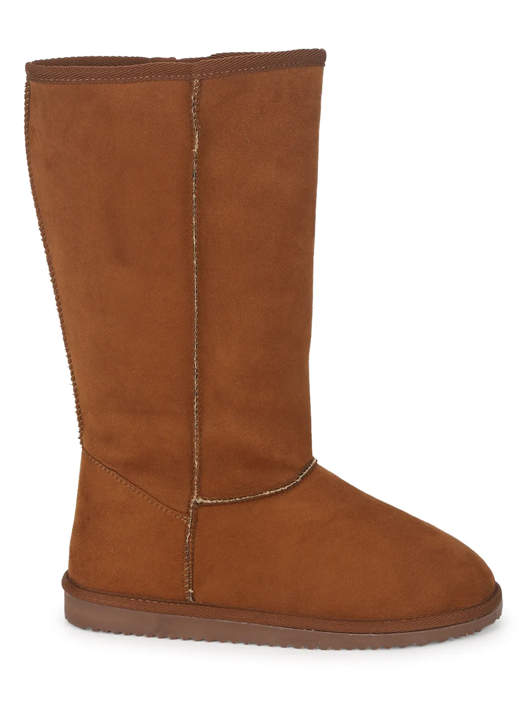 Tan Micro Flat Snow Long Boots (TC-ST-1151-TANMIC)