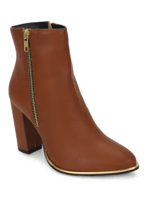 Tan PU Zip Up Ankle Boots (TC-ST-1184-TANPU)