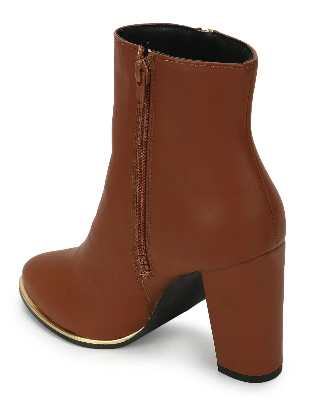 Tan PU Zip Up Ankle Boots (TC-ST-1184-TANPU)