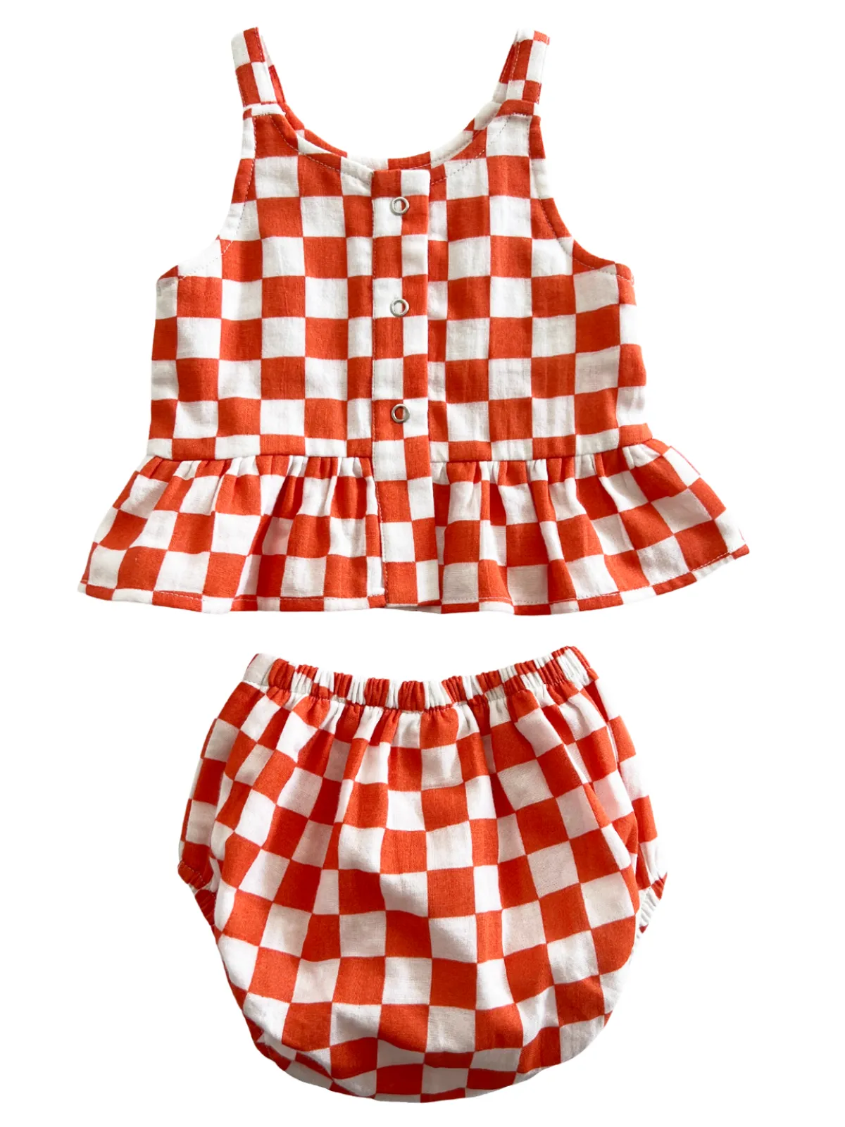 Tangerine Checkerboard / Organic Peplum Set