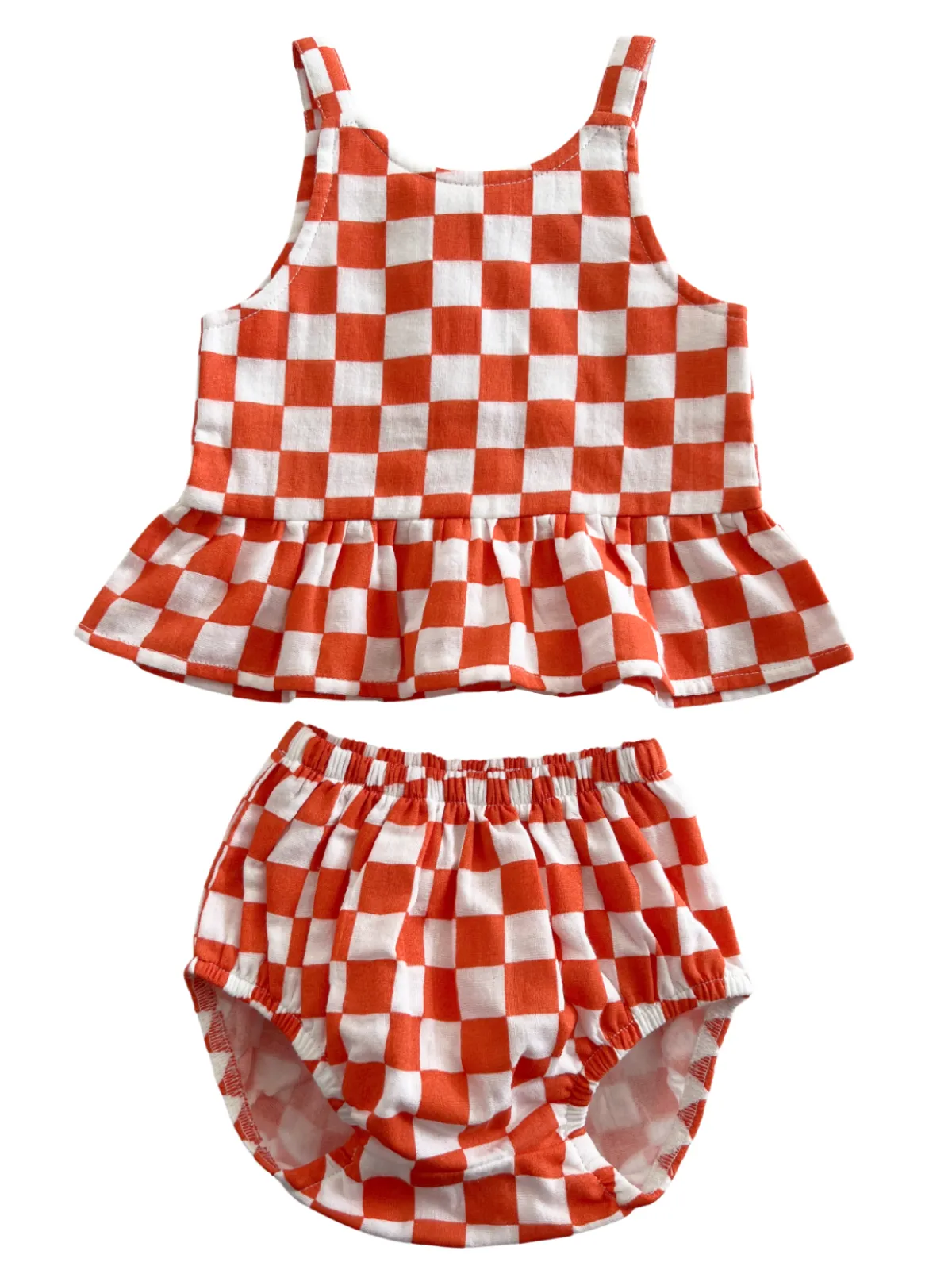 Tangerine Checkerboard / Organic Peplum Set