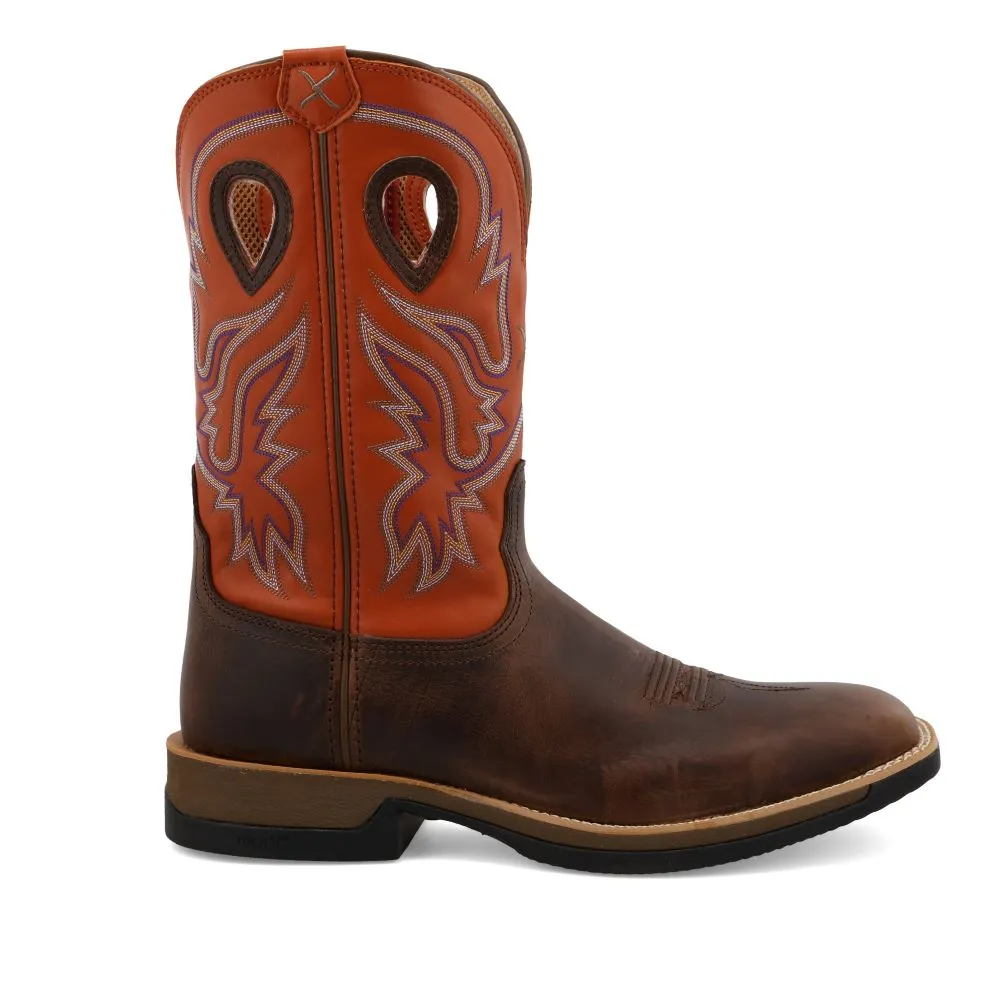 'Twisted X' Men's 12" Tech-X CellStretch Western Square Toe - Brown / Orange