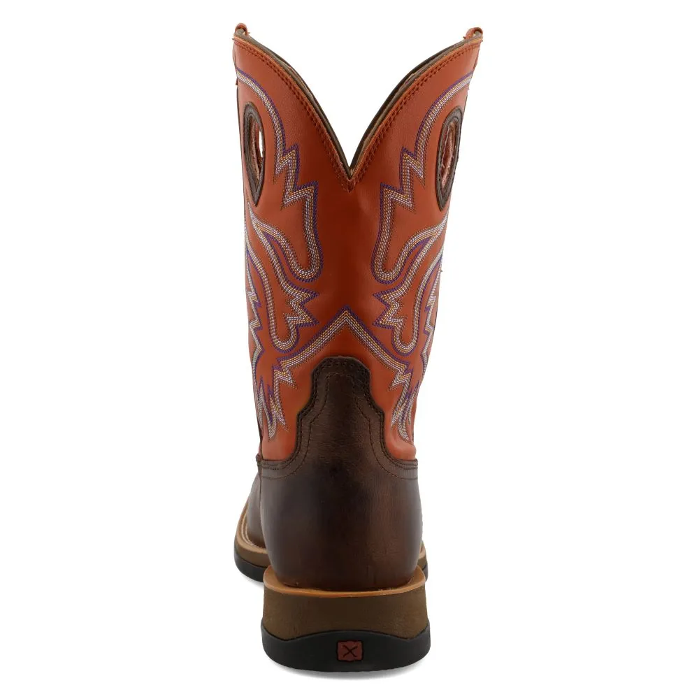 'Twisted X' Men's 12" Tech-X CellStretch Western Square Toe - Brown / Orange