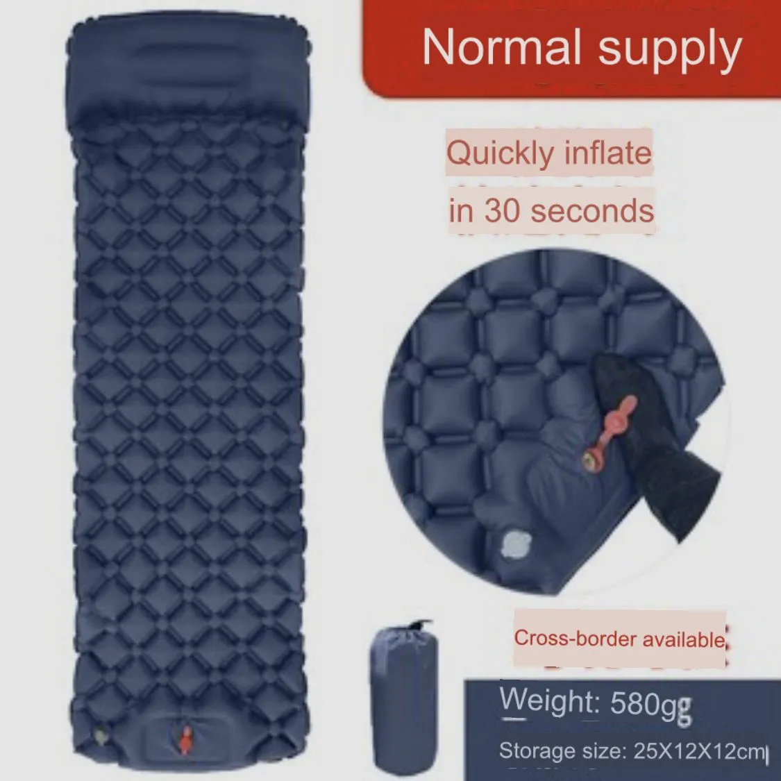 Ultralight Compact Inflatable Camping Sleeping Mat With Foot Pump