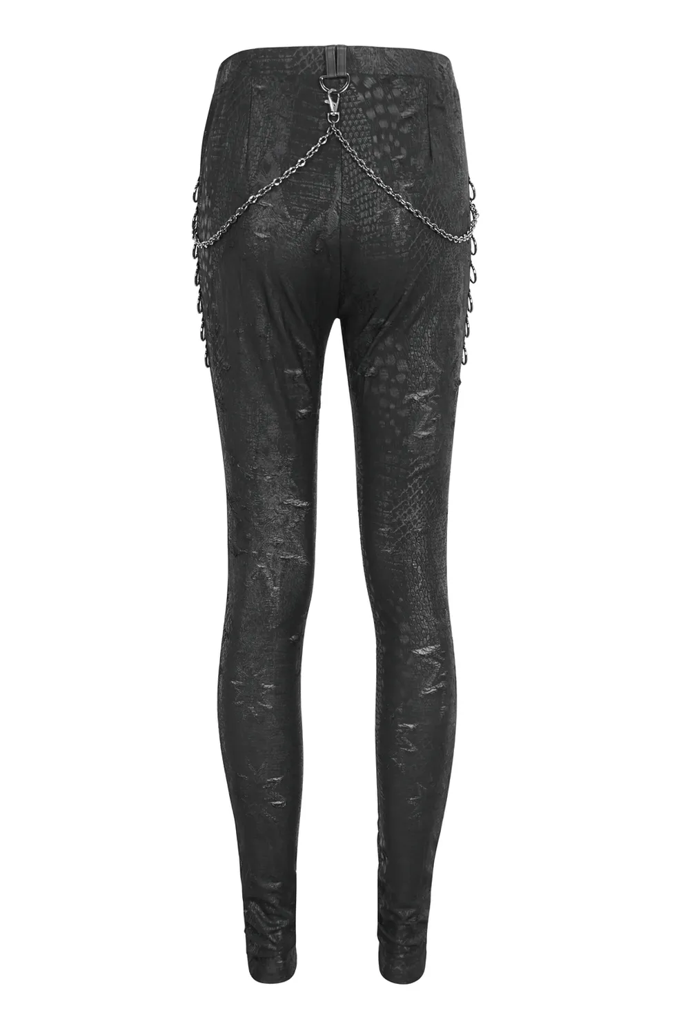 US SALE of Chic Reptile Print Skinny Leggings with Chain for Women