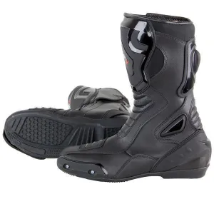 Vulcan V300 Men's Velocity Black Leather Motorcycle Racing Sport Boots with Shift Protection