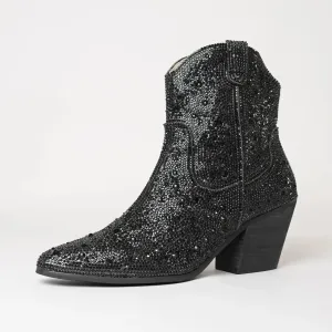 Wagon Black Jewels Leather Boots