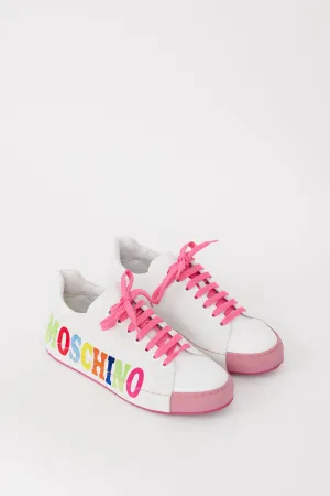 White & Multicolour Logo Low Top Sneaker