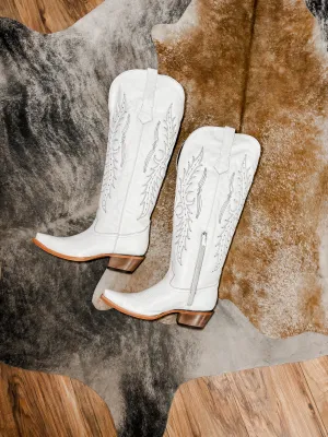 Wide calf white boots