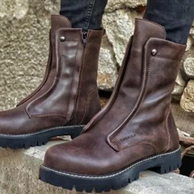 Women fashion round toe motorcycle couples platform boots