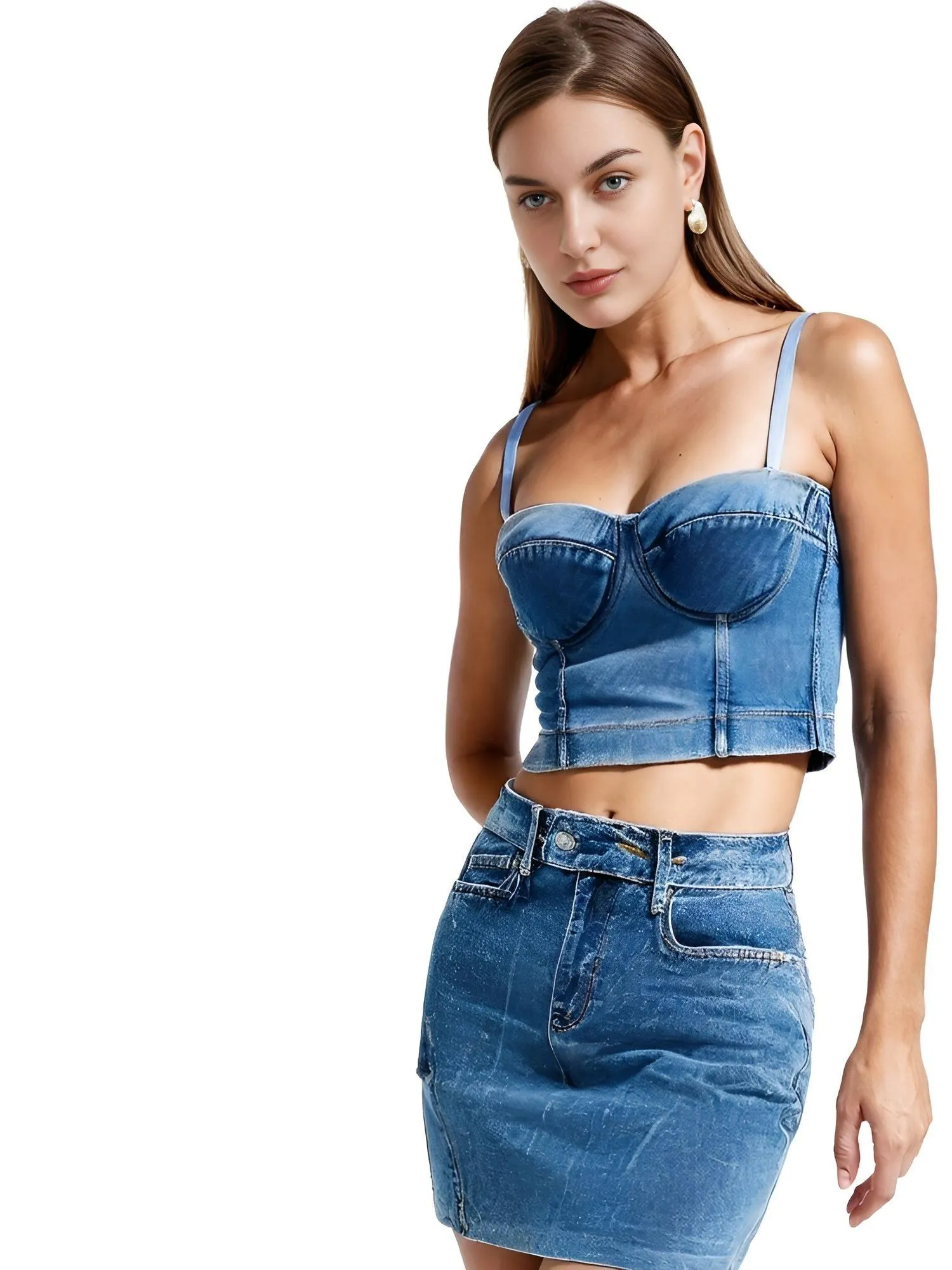 Women's Denim Bustier Crop Tops - 13 Styles!