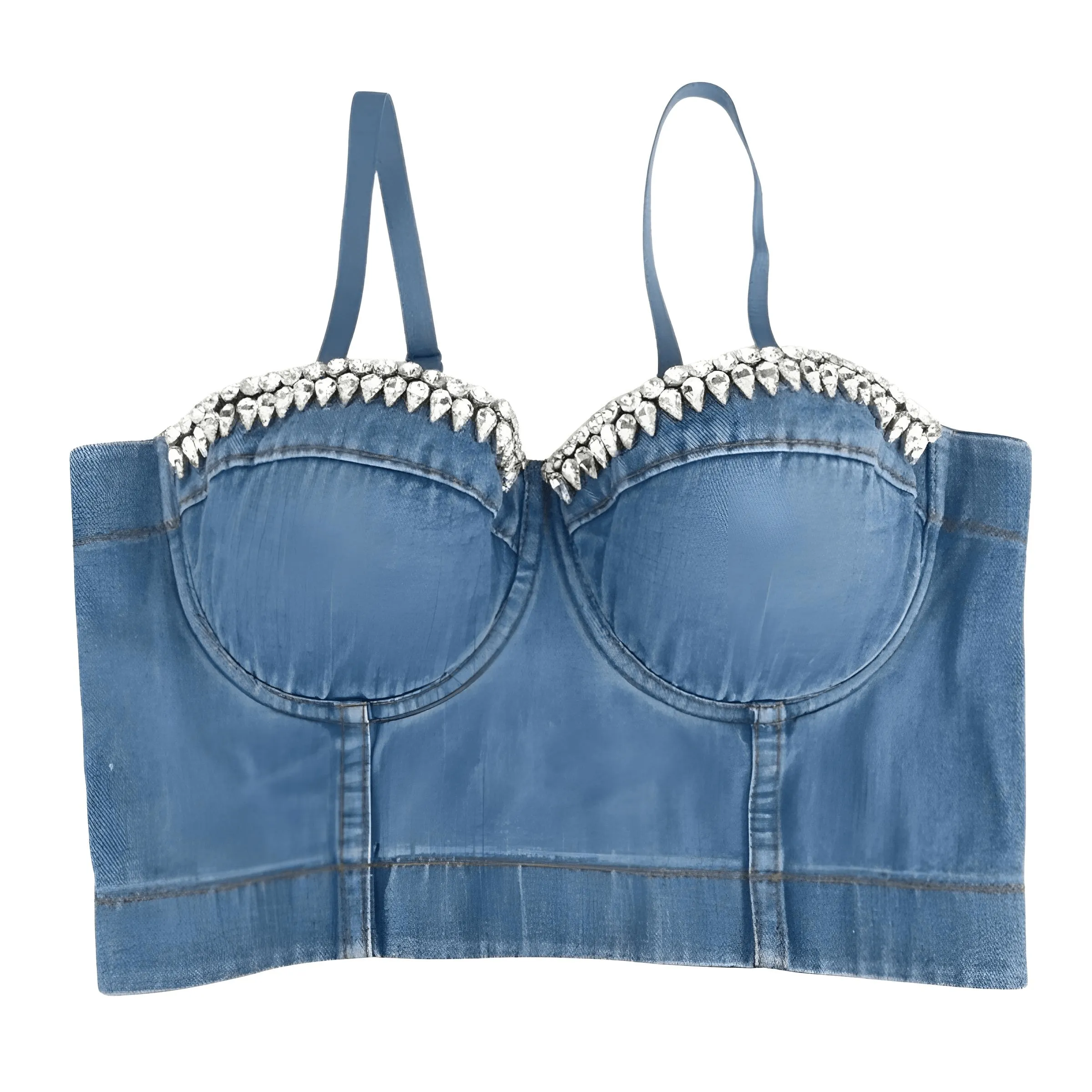 Women's Denim Bustier Crop Tops - 13 Styles!