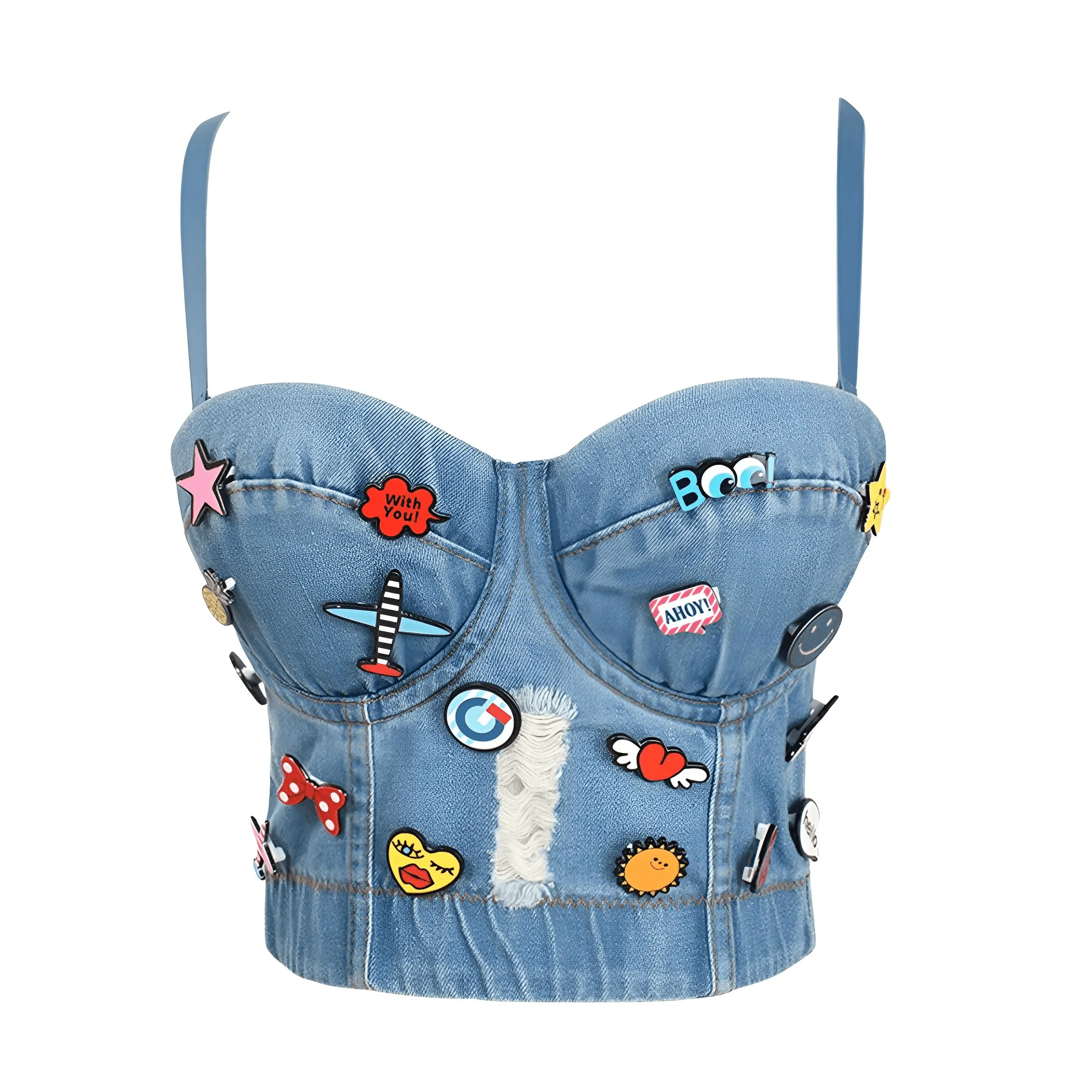 Women's Denim Bustier Crop Tops - 13 Styles!