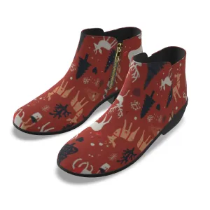 Women's Fashion Boots, Christmas, print, and red and white