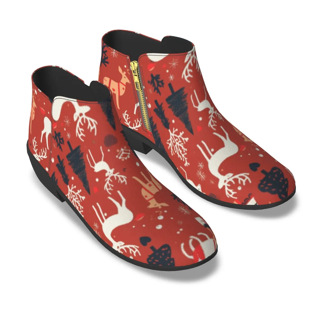 Women's Fashion Boots, Christmas, print, and red and white