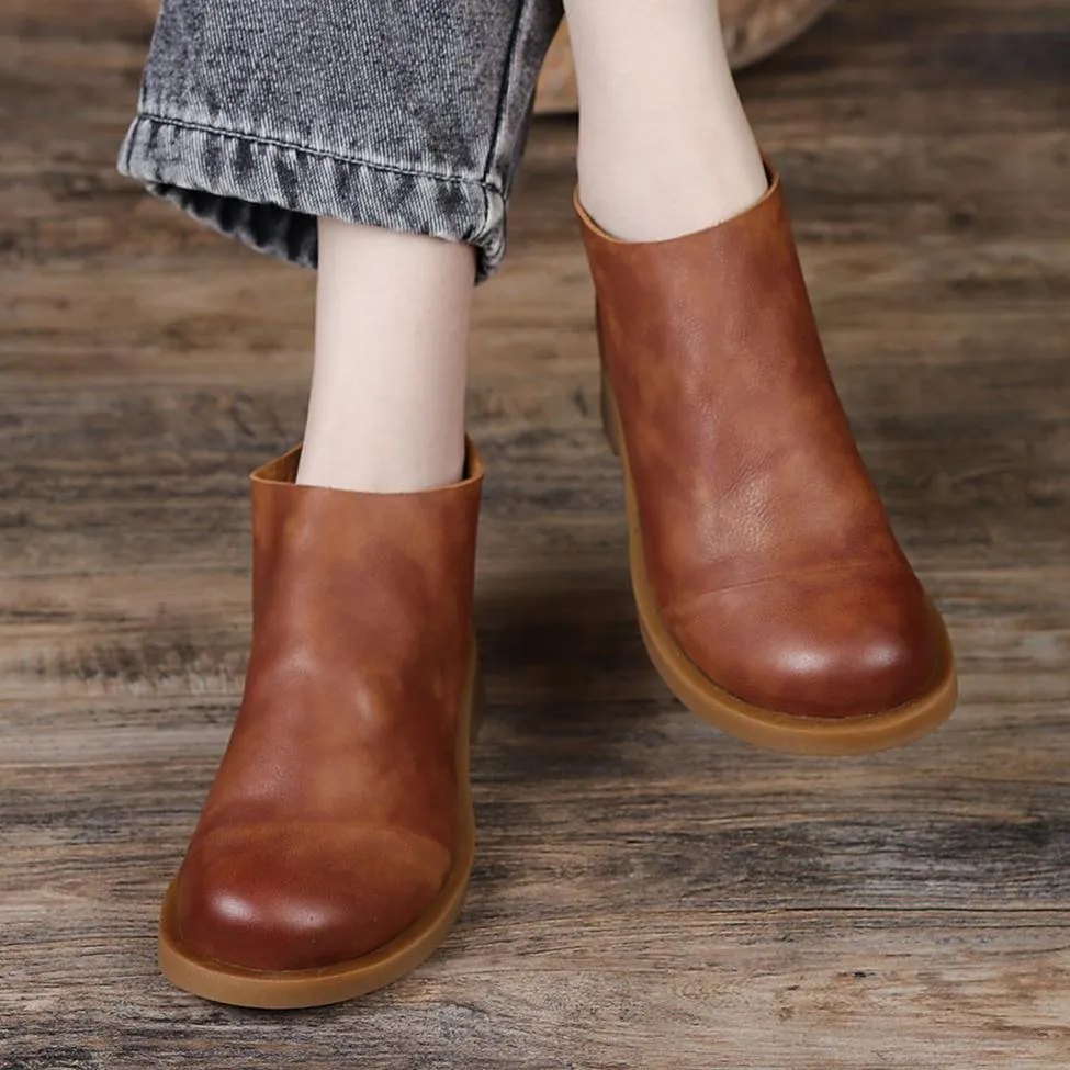 Womens Genuine Leather Handmade Ankle Boots