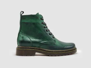 Women's Premium Leather Zip-Up Boots - Green