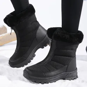 Women's Winter Snow Boots - Waterproof, Non-Slip, Warm Fleece Lined Mid-Calf Hiking & Skiing Shoes with Side Zipper