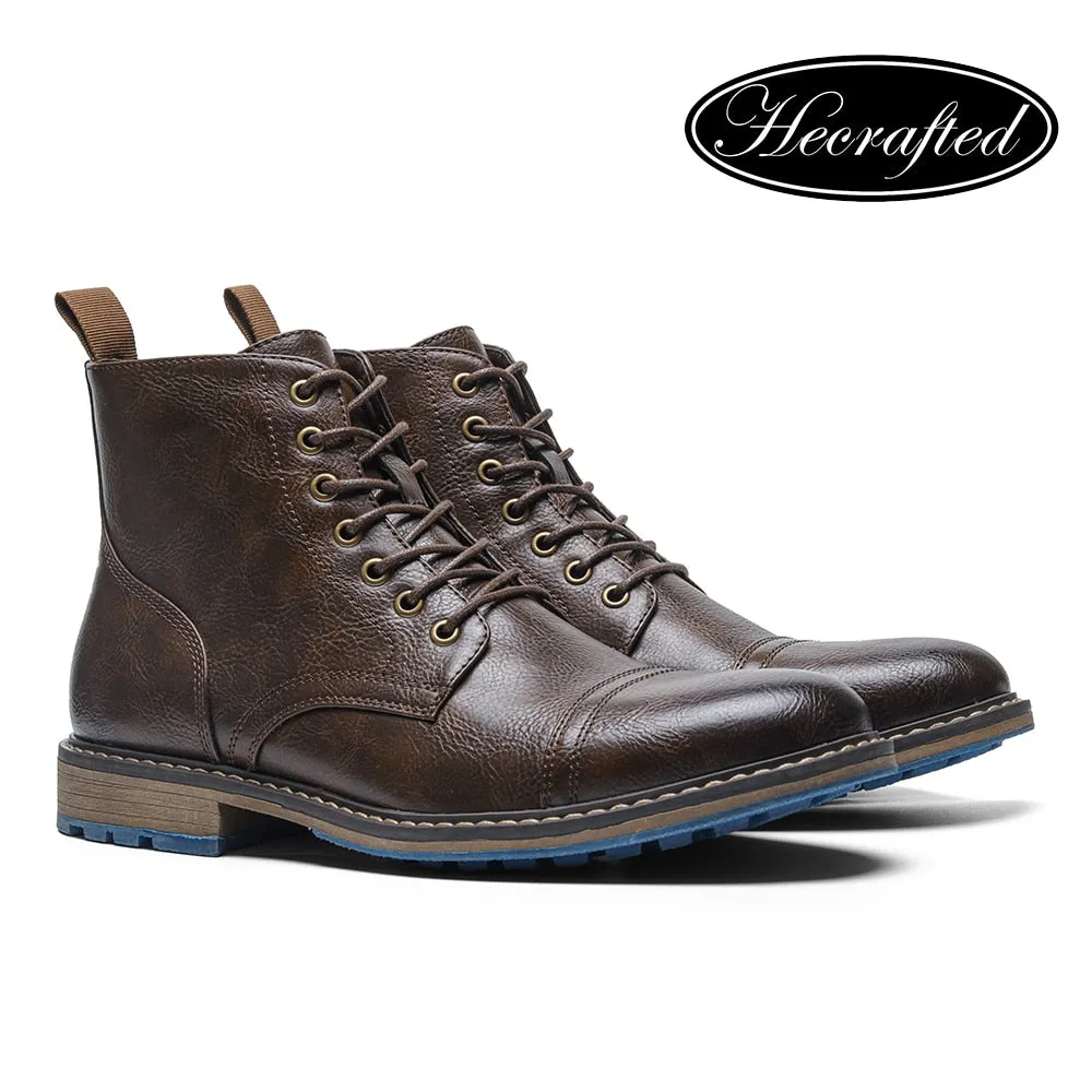 Yeknu American Style Boots Men Brand Handmade Comfortable Fashion Boots Leather #AL633