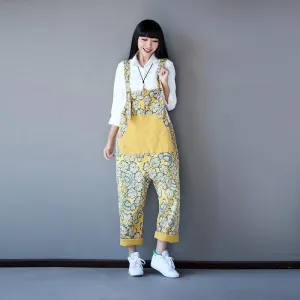 Yellow Floral Overall Jumpsuit