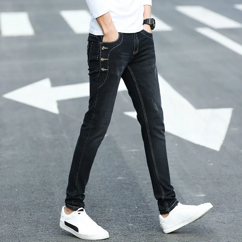 Younger-Looking Fashionable Men's Jeans Comfy Skinny Pencil Pants