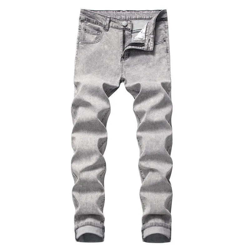 Younger-Looking Men's Jeans Mid Waisted Jeans Straight Pants