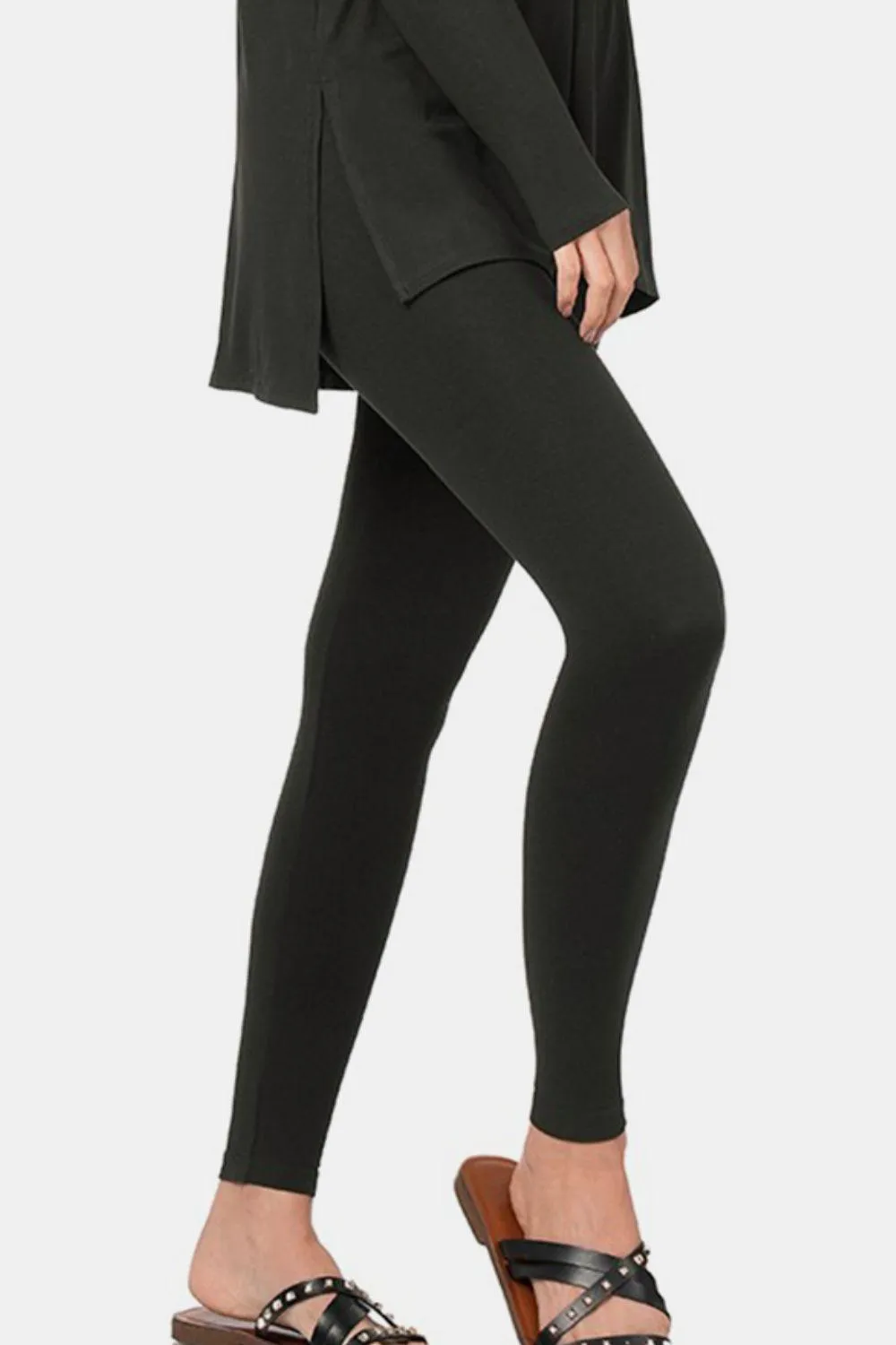 Zenana Black Outfit Set Brushed Microfiber Top and Leggings Lounge Set